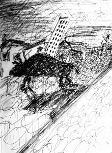 BULL ON THE STREETS SKETCH
