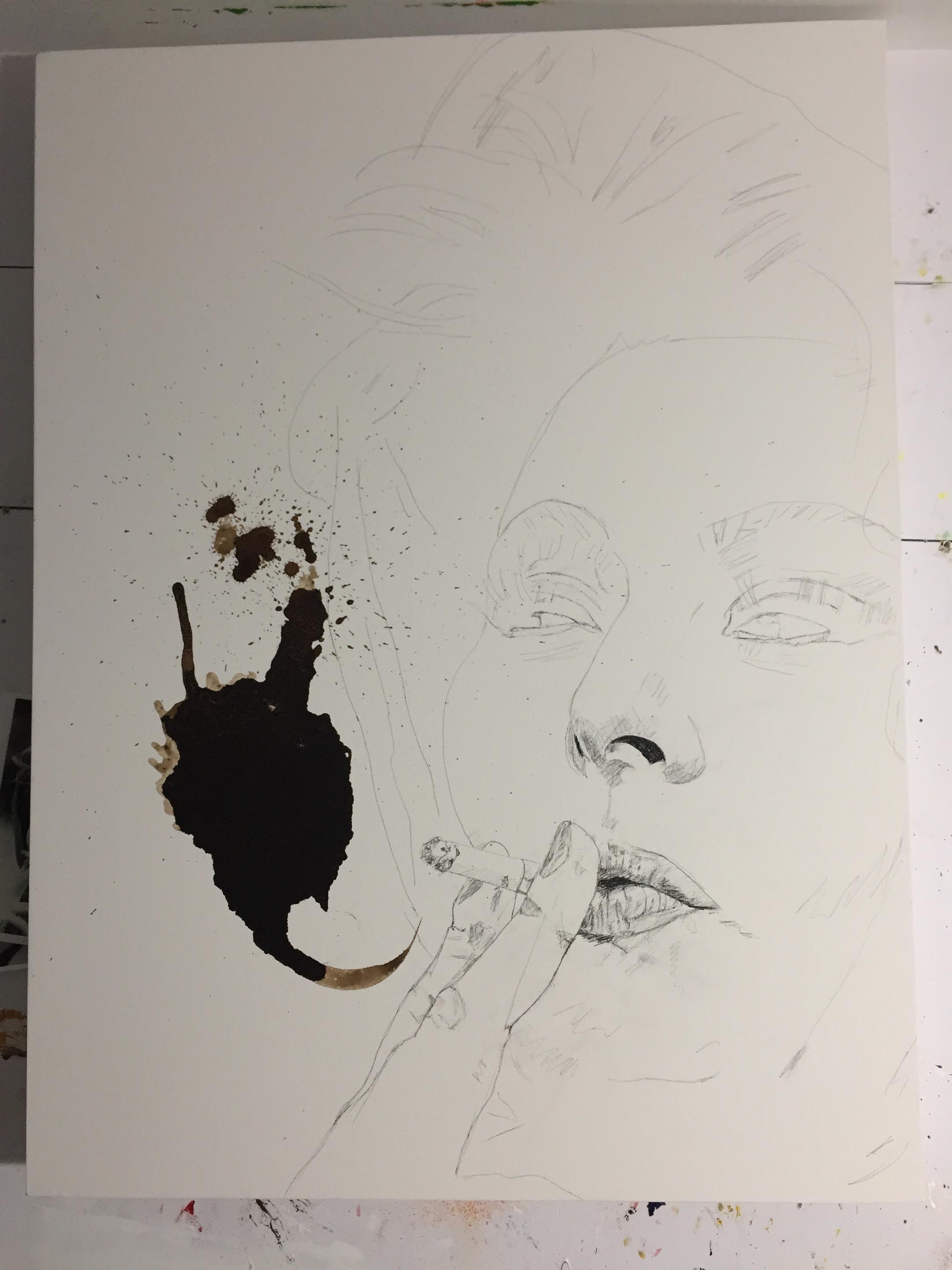 Italian Icons Series: Sofia Loren | step 1 in my process | Francesco Galle contemporary art artist prints for sale, Toronto art studio