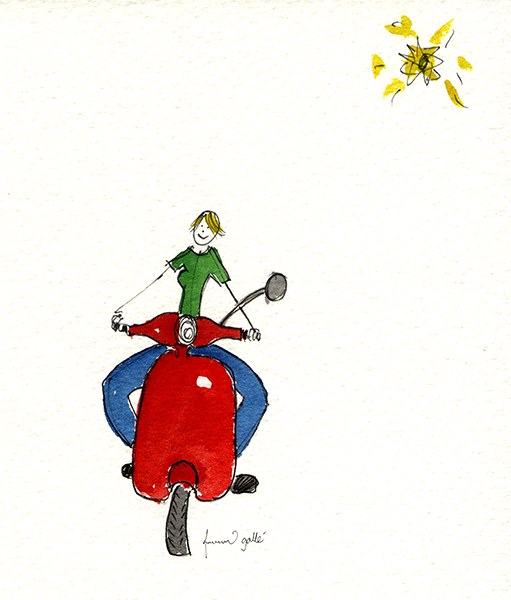 Denise on a Vespa