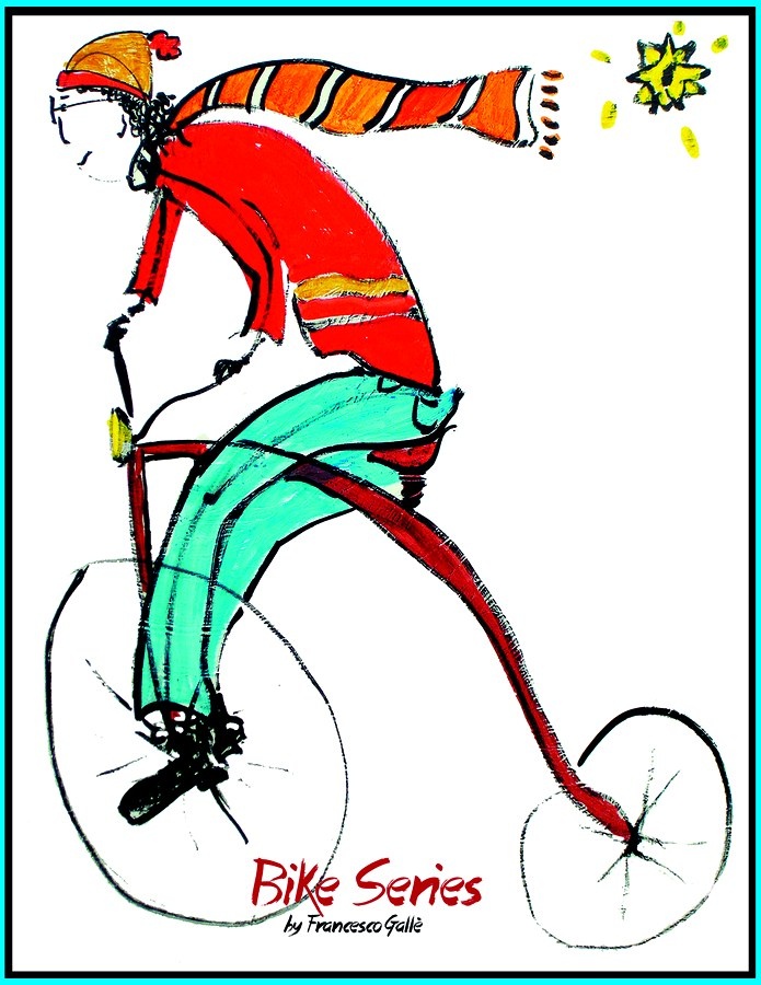 Bike Series poster: a figure on a penny-farthing bicycle