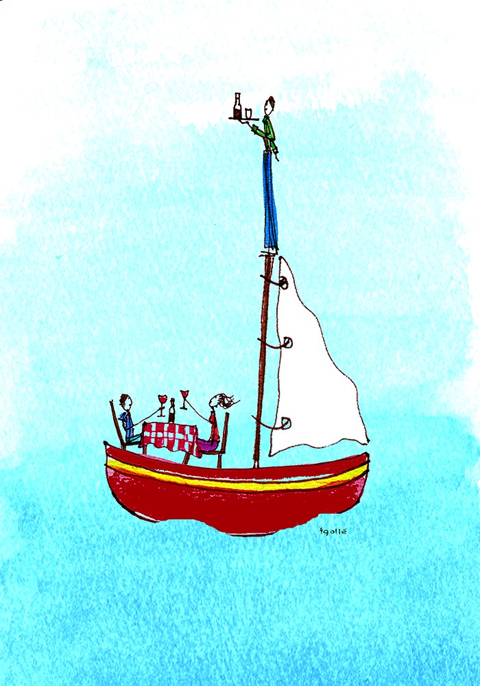 Two lovers on a boat
